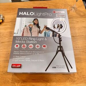 On Air Halo Light Pro 10 LED Ring Light Media Station Tripod Mic Mount 7260B‎